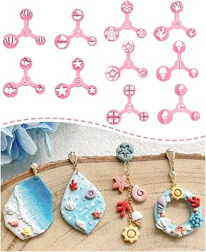 Keoker Summer Polymer Clay Cutters, 10 Shapes Ocean Mini Clay Cutter for Polymer Clay Jewelry, 3 SizesMicro. Mini, Small, Decoration to Make Summer Earrings