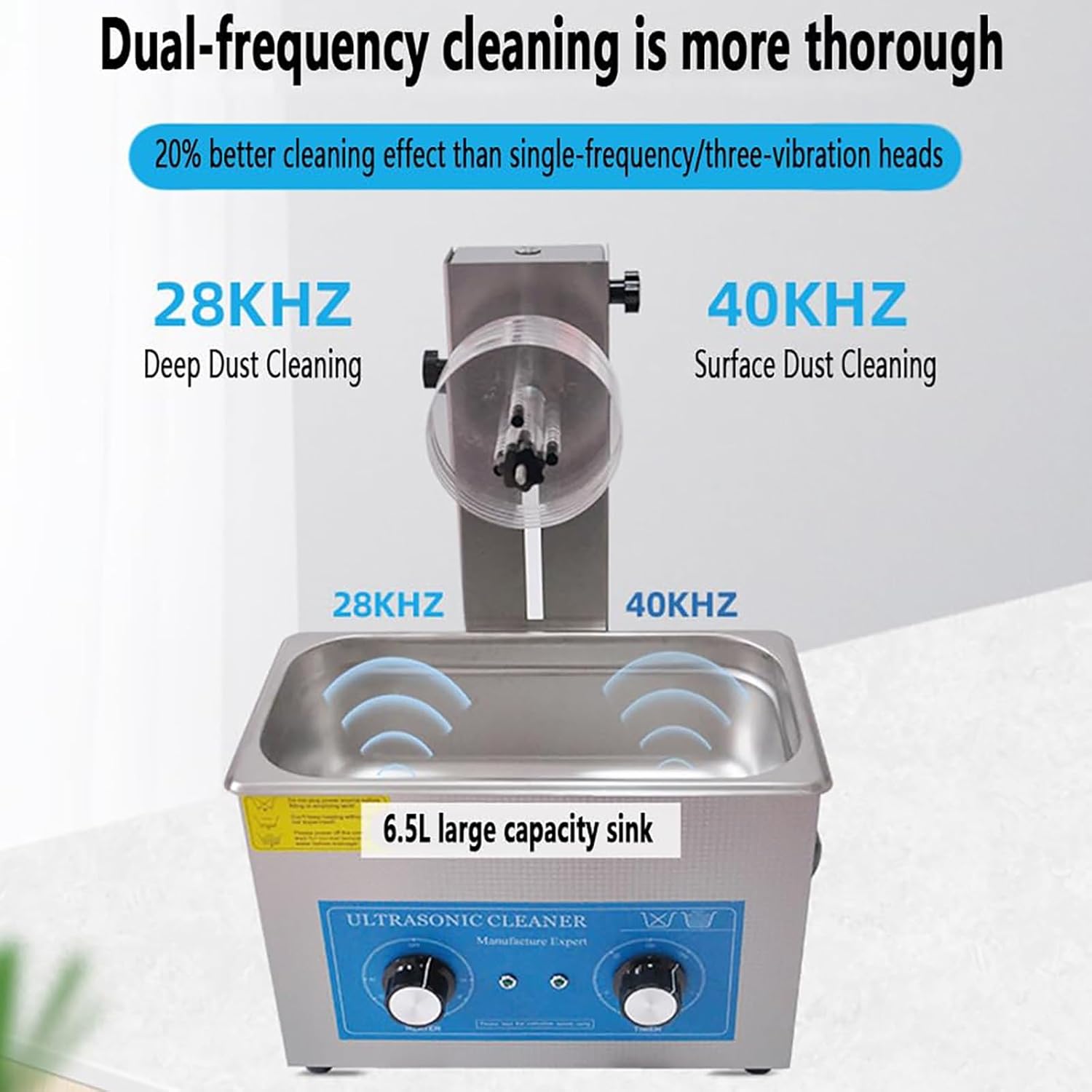 Commercial Ultrasonic Record Cleaner 6L, Adjustable 70-180W Power, 6 Discs, 0-30 Min Timer, Heating Function, Includes Dry Rack, Basket & Manual for Optimal Cleaning