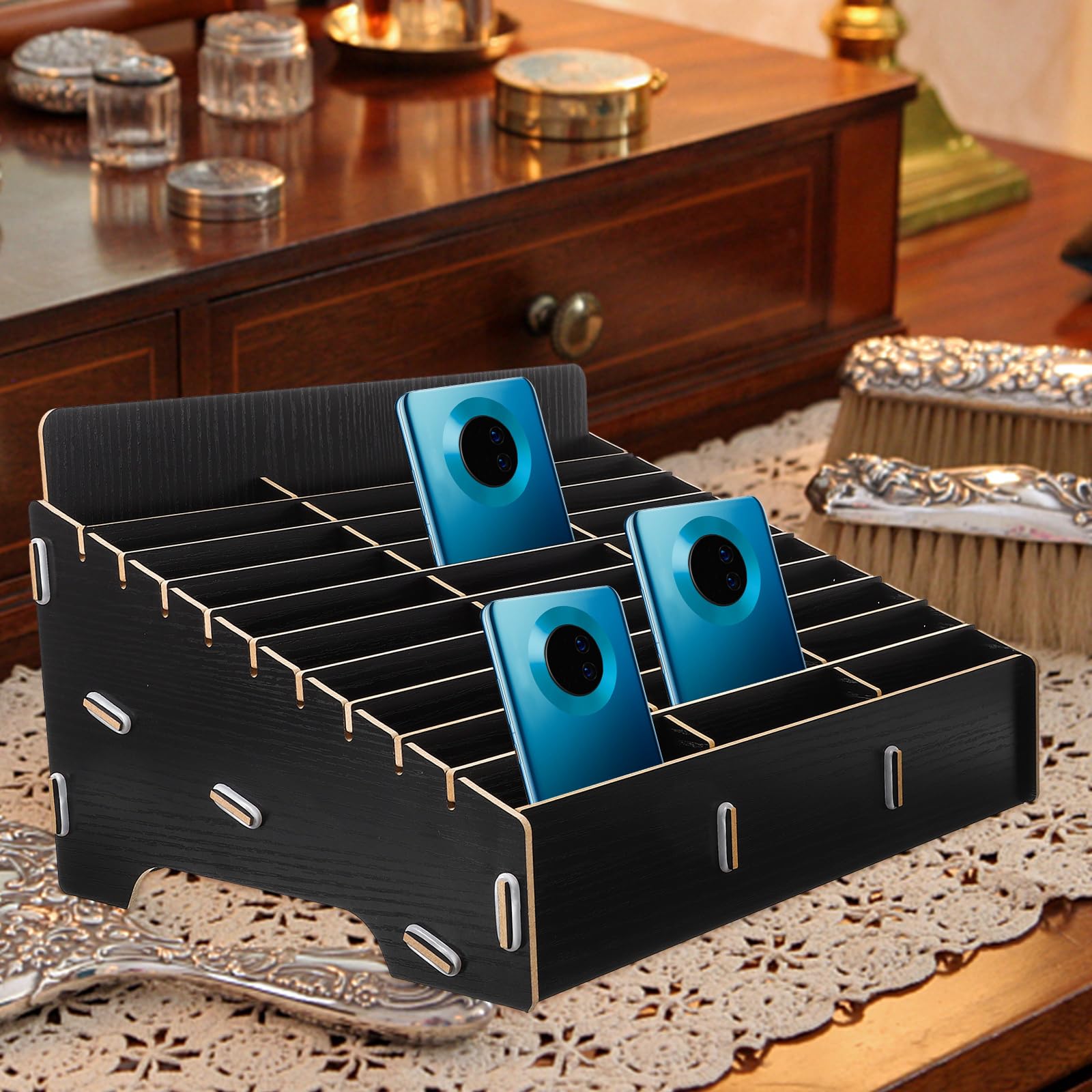 Amosfun 30-Grid Wooden Storage Box - Image 4