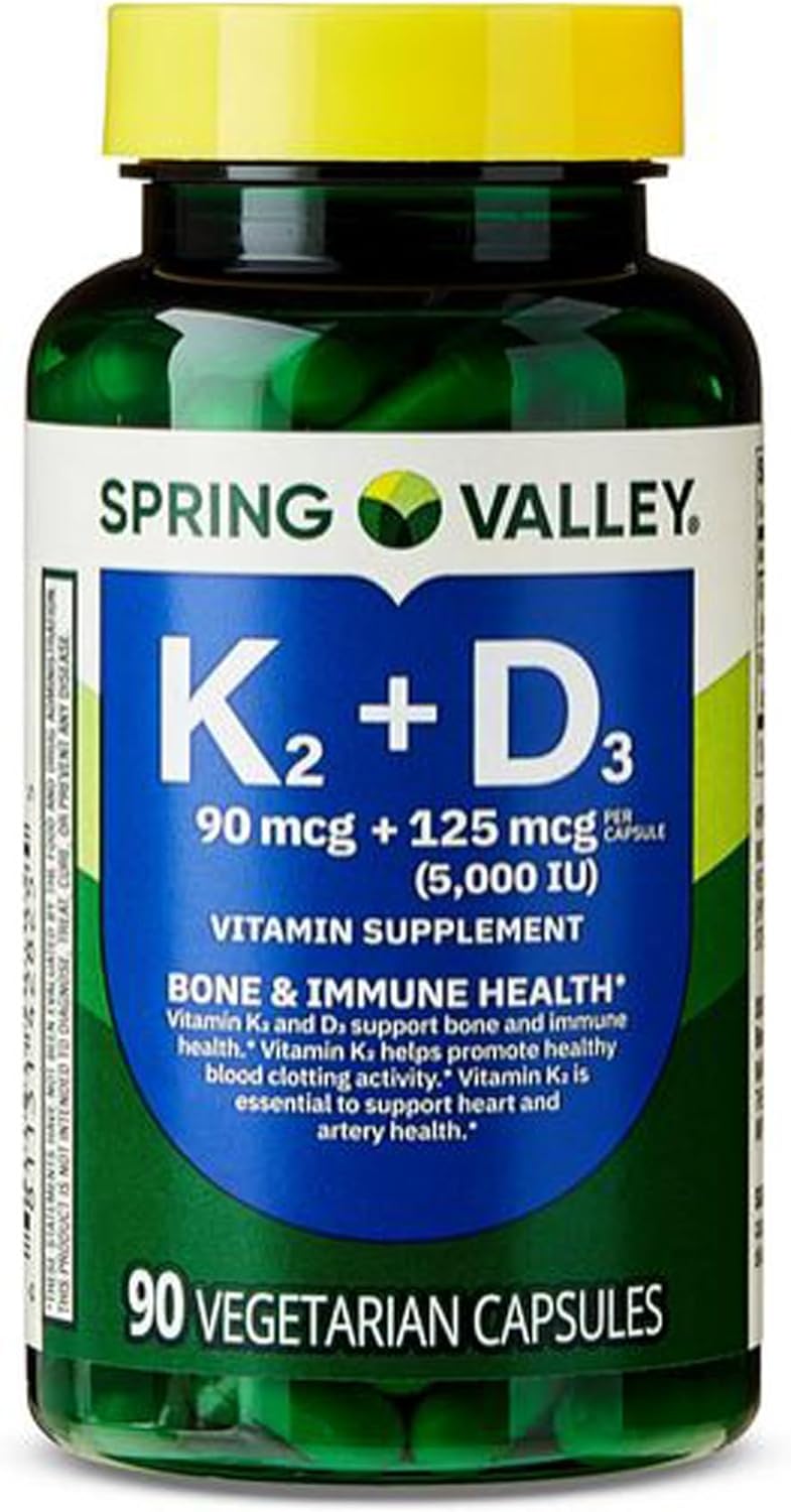 Vitamin K2 (90mcg) + D3 (125mcg) Vegetarian Capsules, 90 Count