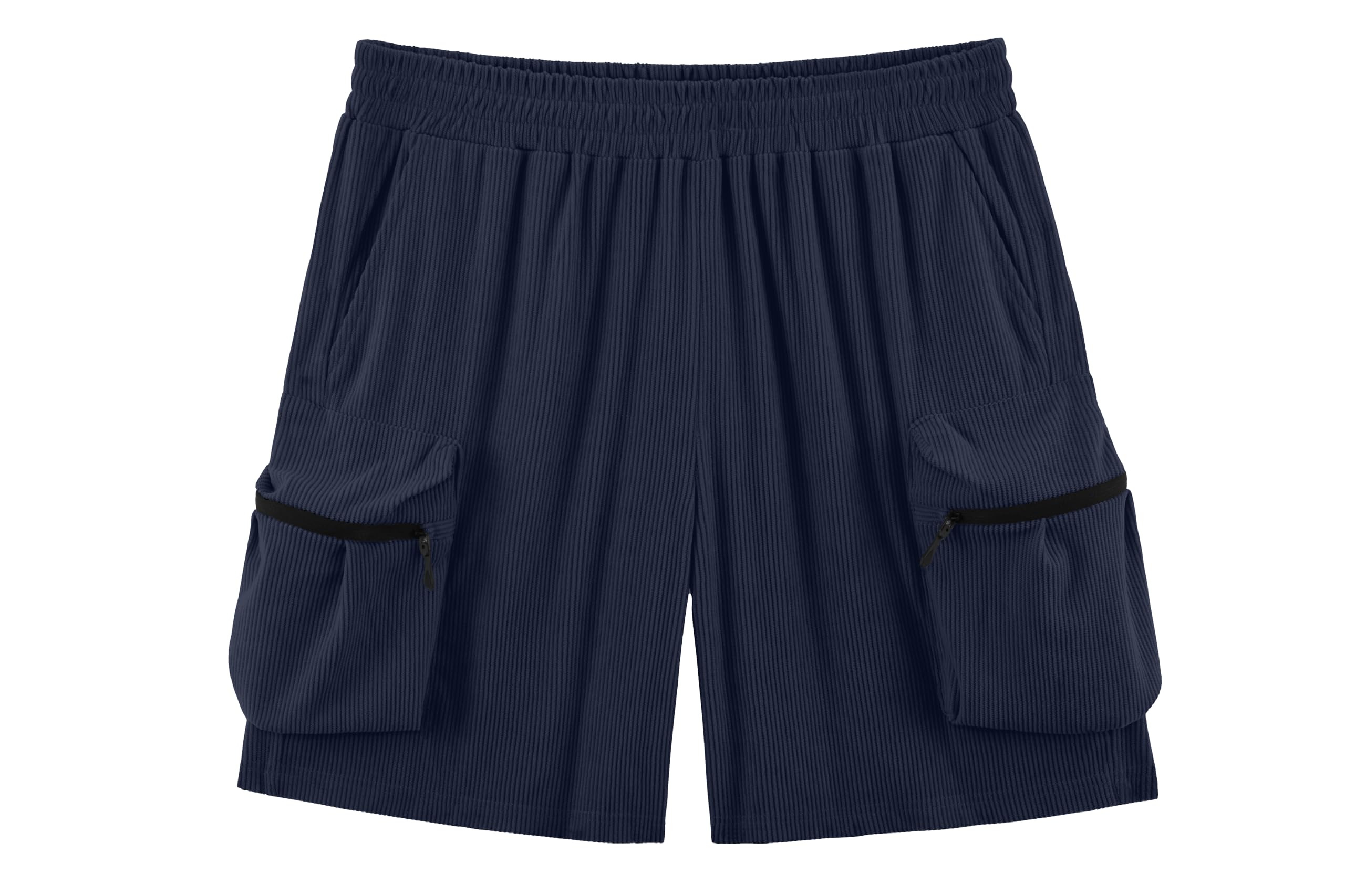 APTRO Corduroy Kurze Hosen Herren Cargo Shorts Sommer Elastische Taille Baggy Freizeitshorts mit Taschen