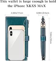 Vista 6 de GOIACII Billeteras para mujer con bloqueo RFID y 2 bolsillos con cremallera, C-Peacock Blue Type 3