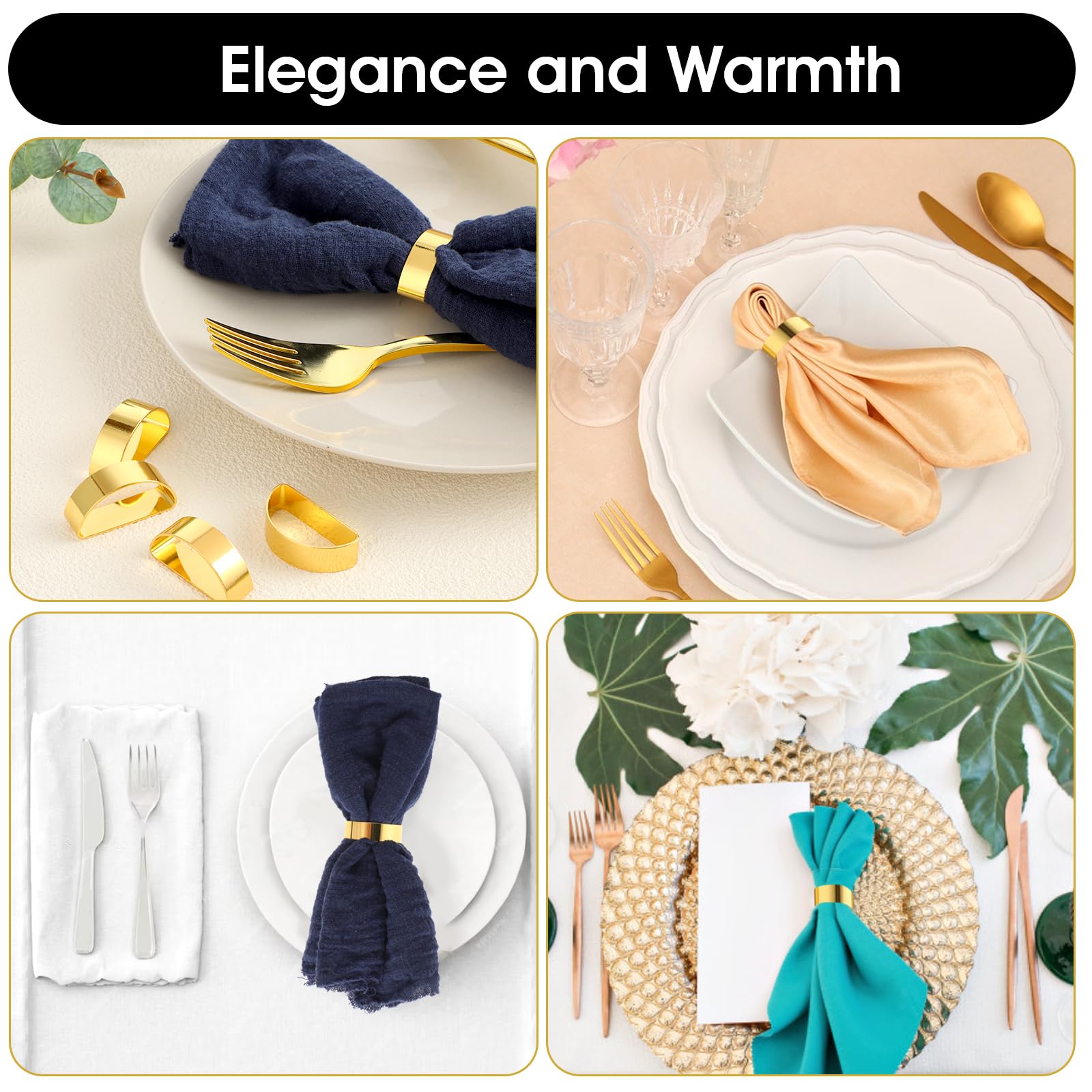 CCYKXA Lot De 18 Ronds De Serviette En Alliage De Zinc Doré Boucle De Serviette Or Napkin Anneaux Exquis Elegant Anneau De Serviette Noeud Pour Mariages Vacances Fetes Restaurants 91862534