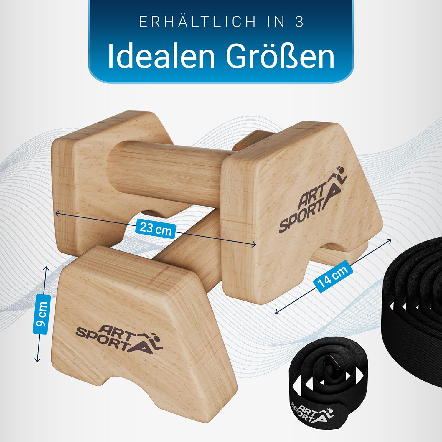 ArtSport Liegestützgriffe aus Holz - Calisthenics, Parallettes, Liegestütz Barren, Indoor & Outdoor, ergonomische Handstand Griffe