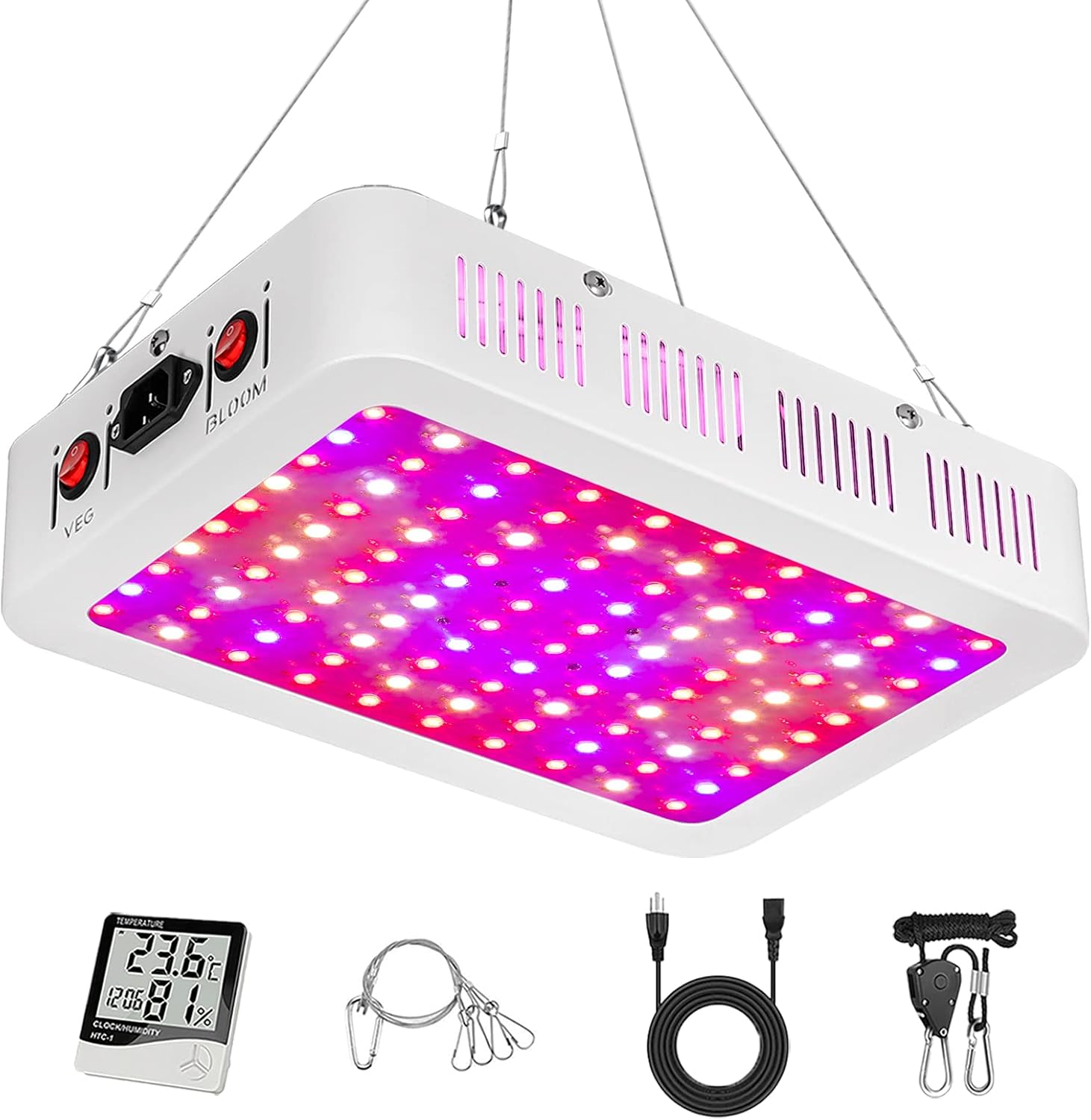 LED Grow Light Beelux 1000W Grow Lamp for Indoor Plants Full Spectrum Double Chips Dual Switch Veg and Bloom for Seeds Starting Greenhouse Grow Tent