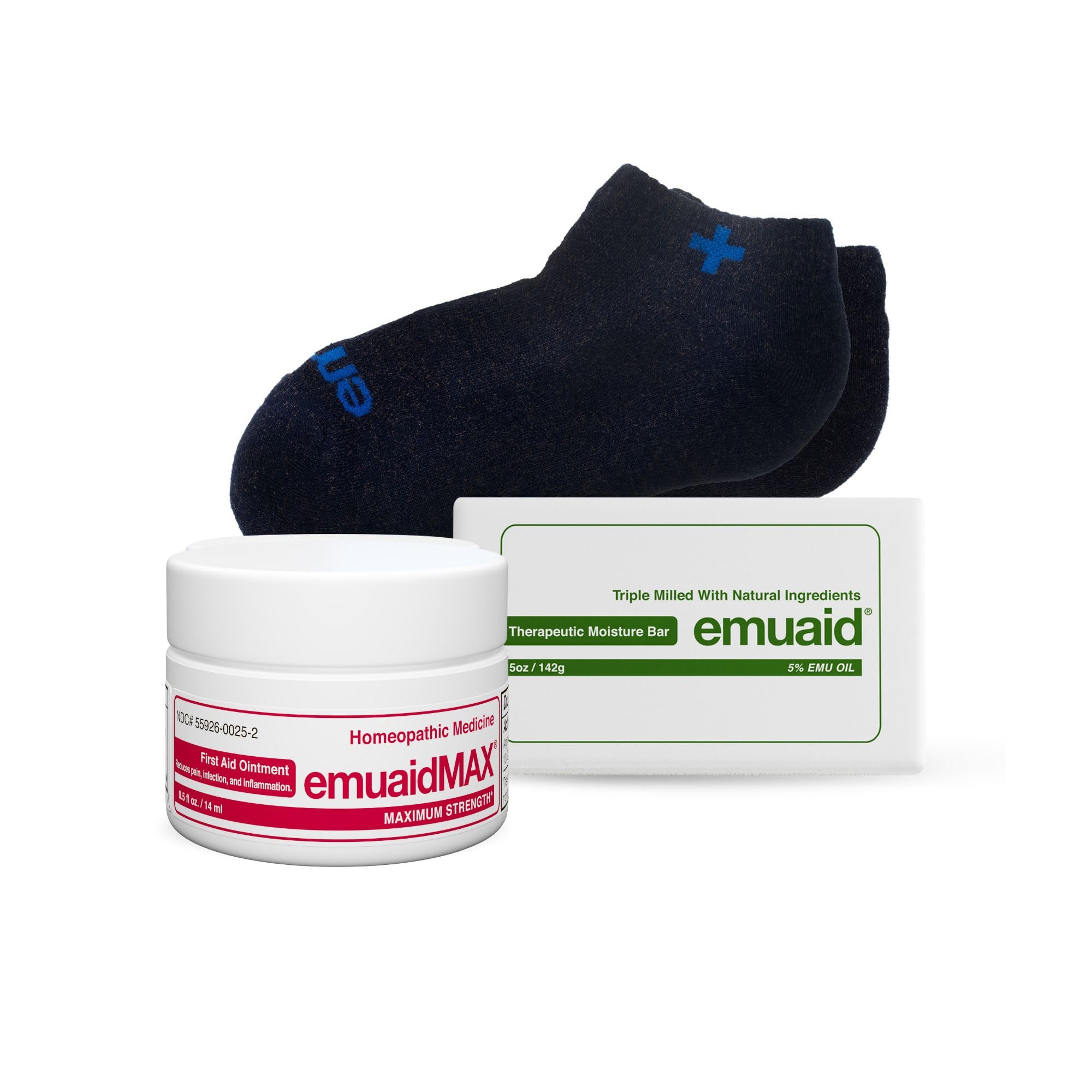 emuaidEMUAIDMAX Nail Fungus QuickStart Kit - EMUAIDMAX Maximum Strength 0.5oz with Silver Ionic Socks Therapeutic Moisture Bar is Suitable for Nail Fungus, Athlete’s Foot, Foot Ulcers, Cracked Heel