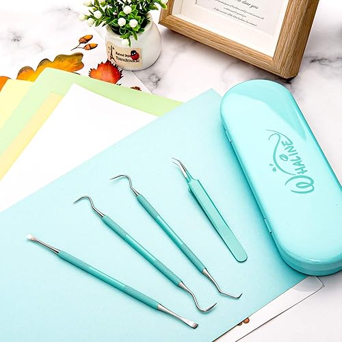 Miniatura 4 de Whaline Herramientas de vinilo de deshierbe de 4 piezas de precisión de acero inoxidable con estuche, kit de herramientas de manualidades de papel