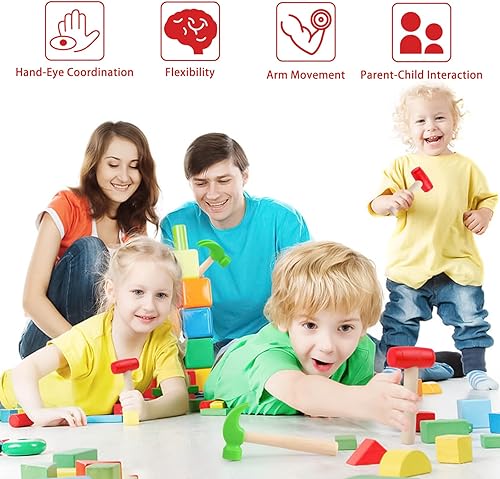 Miniatura 4 de Martillo de juguete de simulación, martillos de madera, pequeño martillo de garra de plástico para niños, herramientas de mantenimiento portátiles,