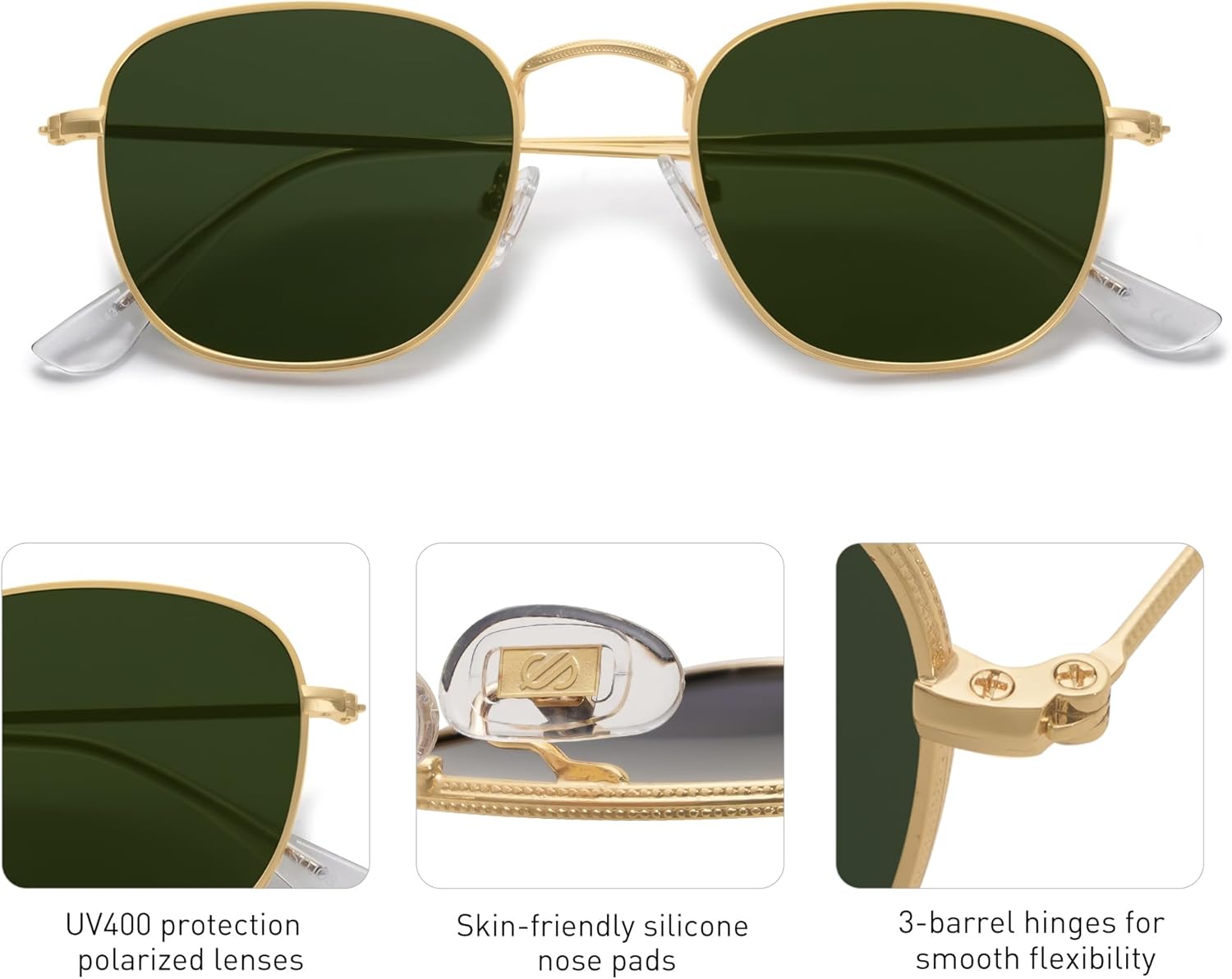 SOJOS Square Polarized Sunglasses for Men Women Classic Vintage Retro Style SJ1143 - Image 4