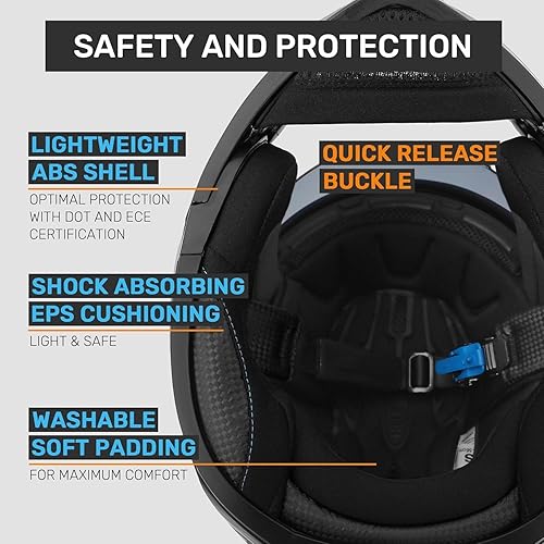 Miniatura 4 de Westt Casco modular de motocicleta para adultos, casco de moto ATV con doble visera para hombres y mujeres, casco de motocicleta abatible, aprobado