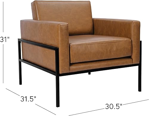 Miniatura 3 de HomePop Silla decorativa moderna con marco de metal, decoración del hogar Homepop, sillas decorativas para sala de estar y dormitorio, piel