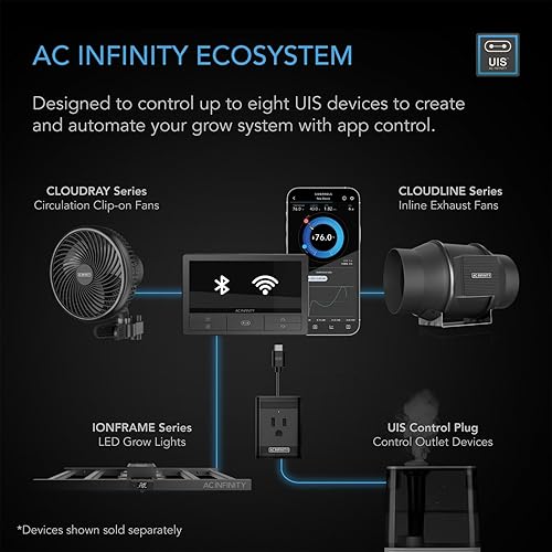 Miniatura 2 de Controlador AC Infinity 69 PRO+, Controlador ambiental inteligente de 8 puertos con controles de temperatura, humedad, VPD, temporizador, ciclo