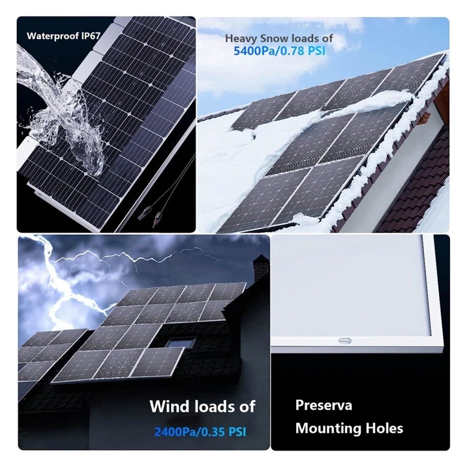 Panel Solar 1000W-3000W 18V Sistema De Energía Solar | Con construcción rígida impermeable de calidad comercial y vidrio reforzado(1000W)