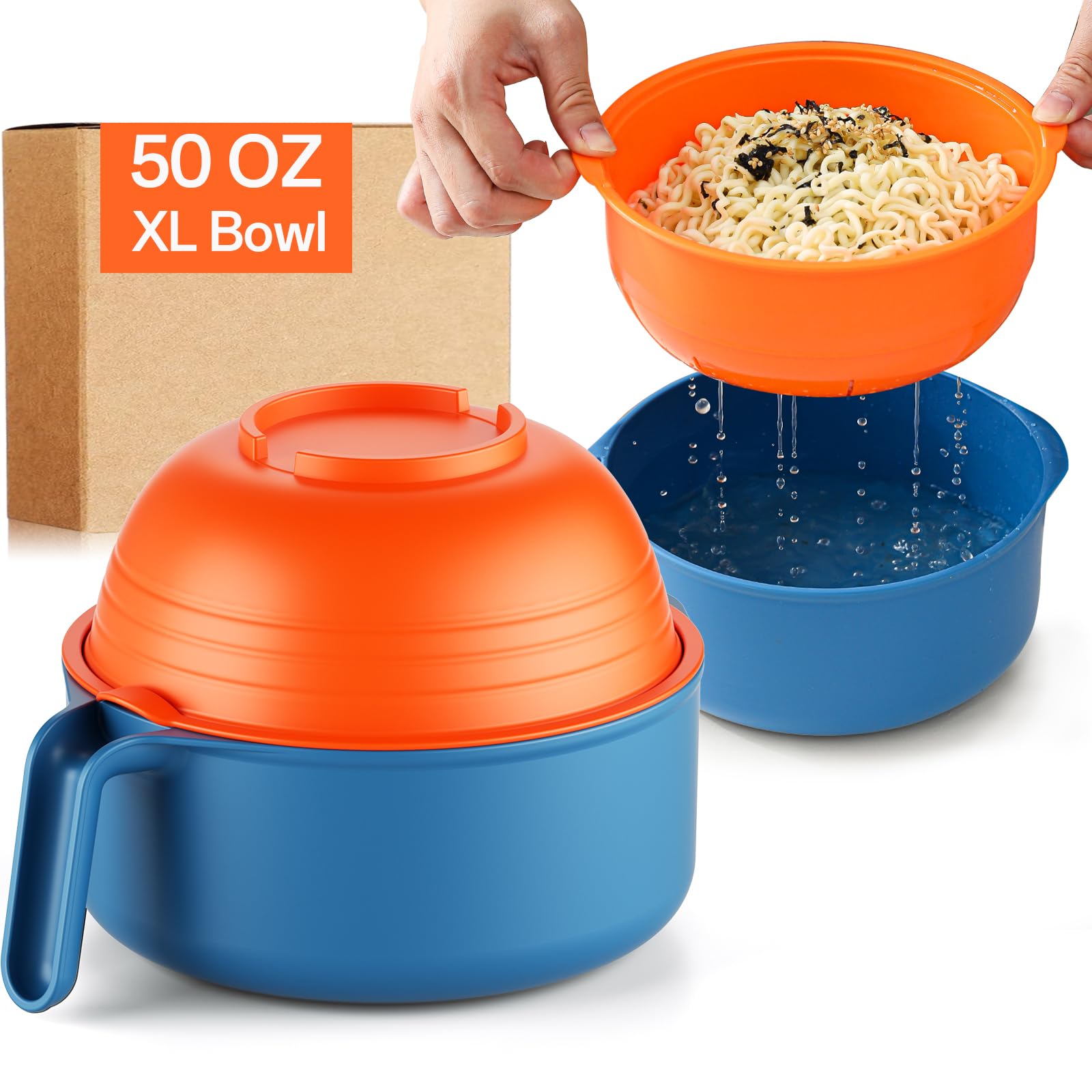 MEACOLIA Jumbo 50 oz Microwave Ramen Cooker Bowl