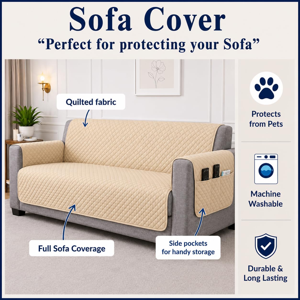 Velvet Sofa Cover - Luxurious & Protective -4 Velvet Sofa Cover - Luxurious & Protective -4