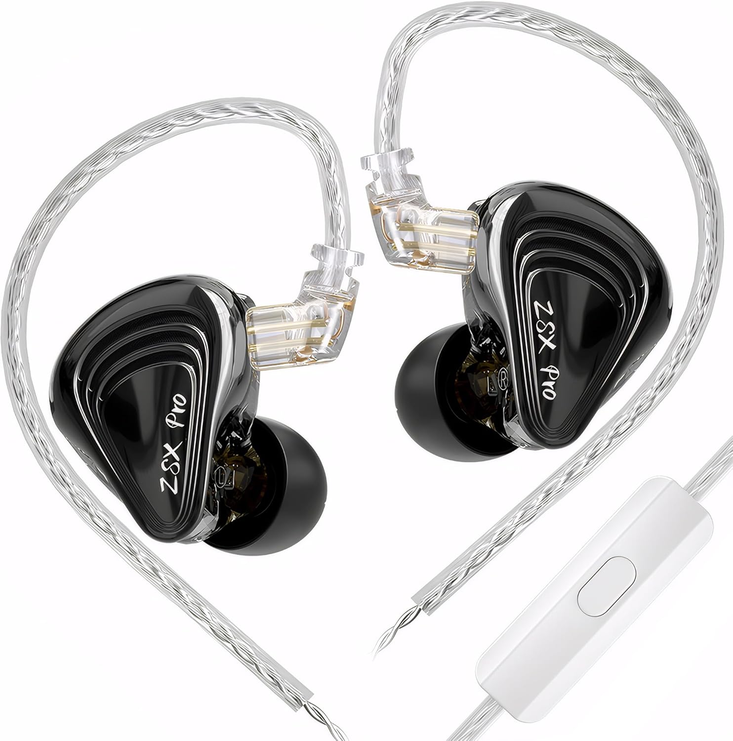 KZ ZSX Pro – 5BA+1DD 6 Driver Hybrid in-Ear HiFi Earphones, in Ear Earbuds, in-Ears Headphones for Audiophile Musicians (with Microphone, Black)