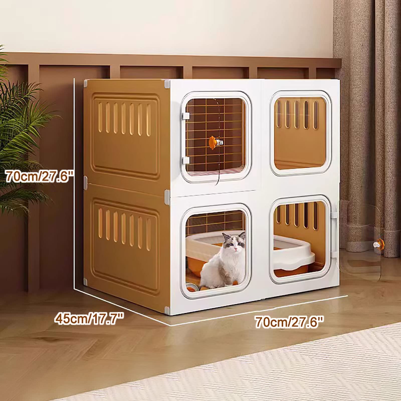 Gabbia per Gatti da Interno, Gabbie per Gatti, recinti per Gatti da Esterno, Gabbia per Piccoli Animali, mobiletto per Gatti Semi-Chiuso Staccabile, Grande Spazio per Esercizi Ideale per 2-3