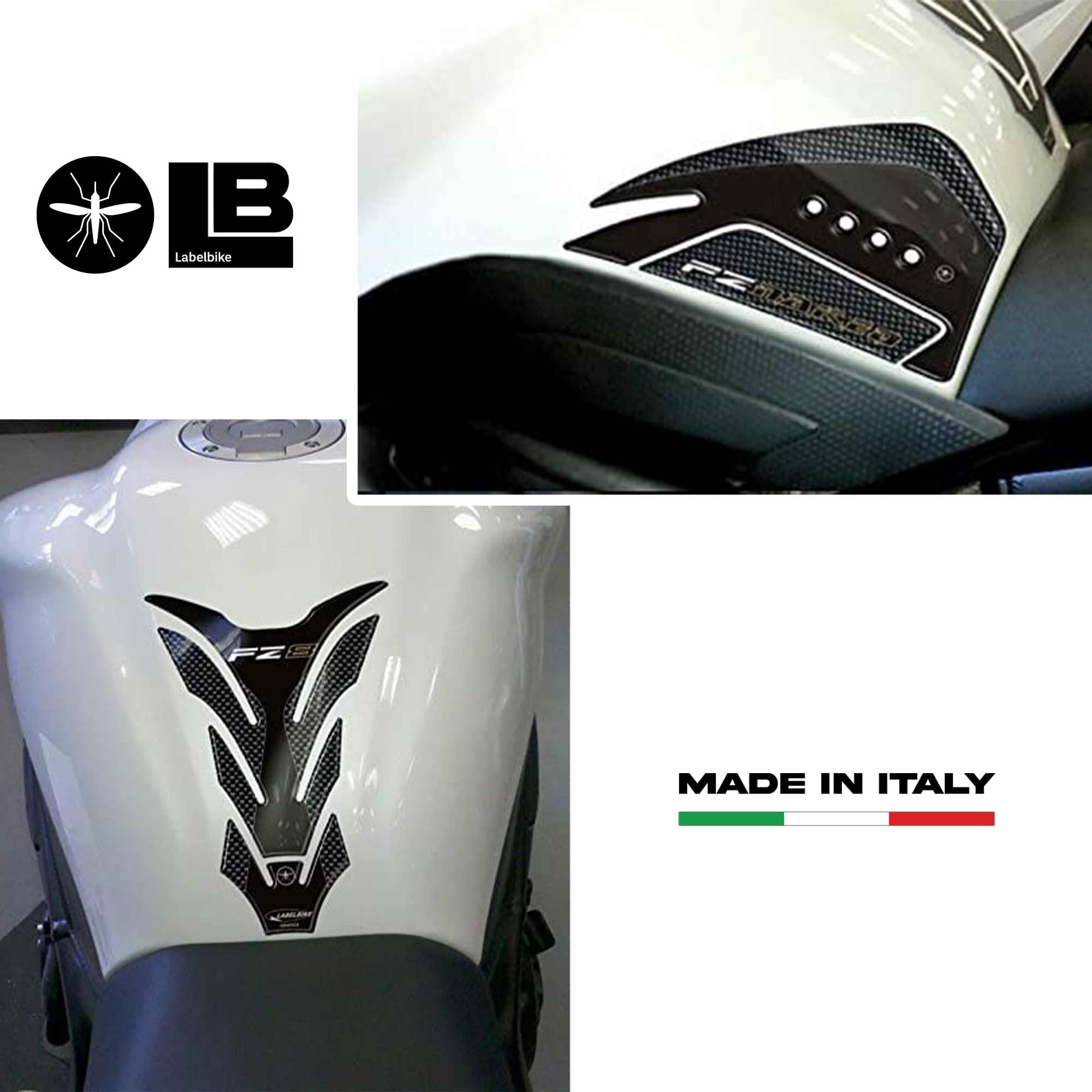labelbike - 3D Aufkleber Motorrad Tankpad Schutz und Dekoration aus Harz kompatibel mit Yamaha FZ8 Farbe Carbon