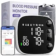 Blood Pressure Monitor Automatic Upper Arm BP Machine for Home Use with Bluetooth App Sync 2x120 Memory Accurate Reading, Large LED Backlit Display Adjustable Cuff 8.7"-16.5" with Storage Bag