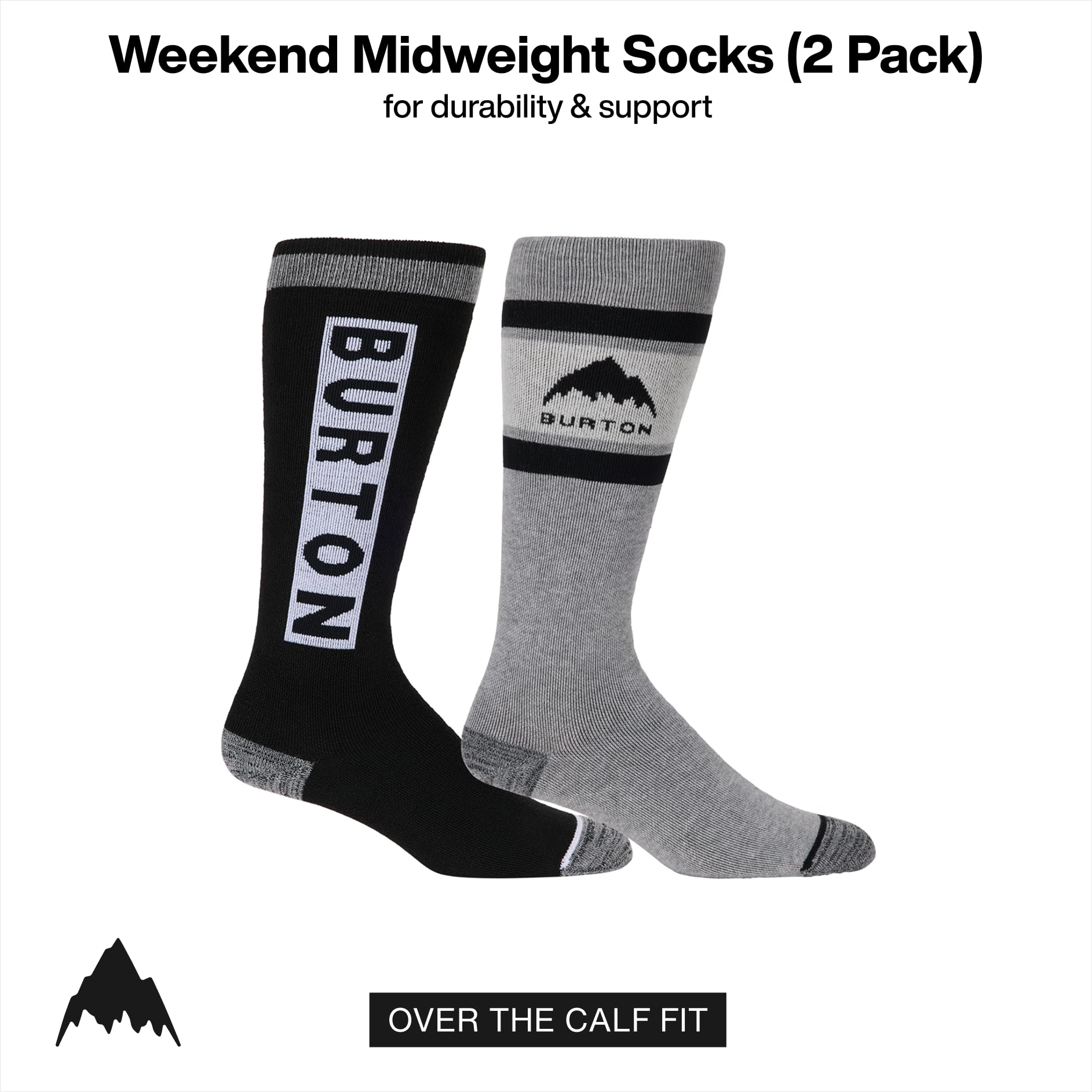 Burton Damen 2er Pack Weekend Midweight Winter Socken - Warme Snowboardsocken mit Fußgewölbeunterstützung & Verstärkter Zehen & Ferse