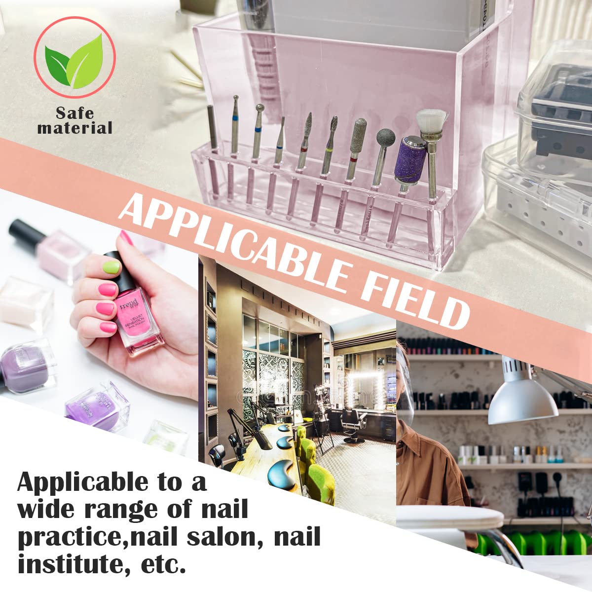 FERCAISH Nail Drill Grinding Bit Holder Box Professional Nail Art Polishing Grinding Drill Bit Holder Display Storage Box Bit Case Organizer for Nails