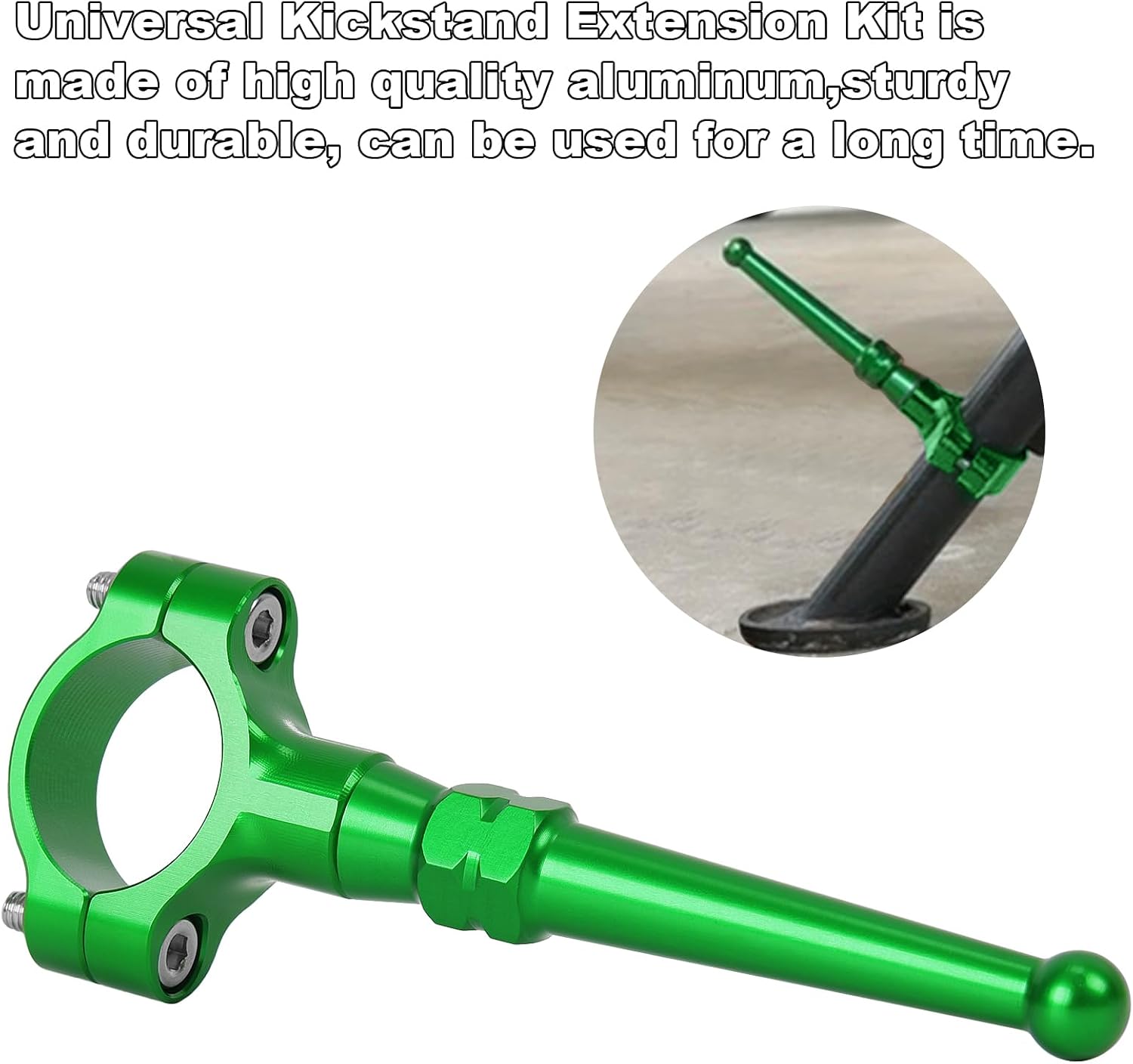 Universual Motorcycle 19mm-23mm Foot Kickstand Extension Kit Side Stand Support For Honda Yamaha Harley Kawasaki Suzuki M109R VTX 1300 1800 XVS650 (Green)