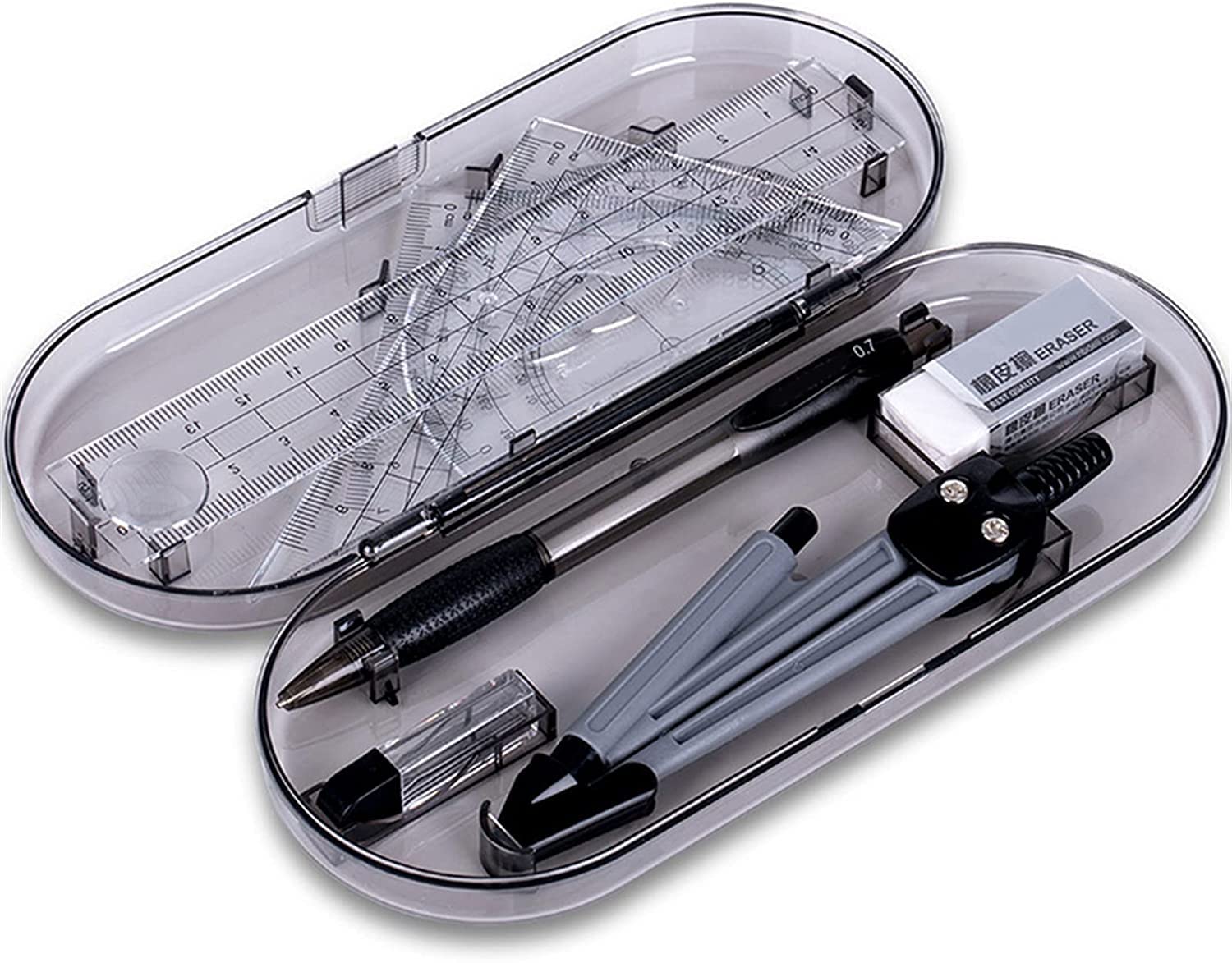 AKAZI Kompass Geometrie Professioneller Kompass Zeichnen Kompass Lineal Kit Studenten Schule Schreibwaren Prüfung Mathe Lernwerkzeuge Geschenke (8 Teile/Set) Zeichenkompass