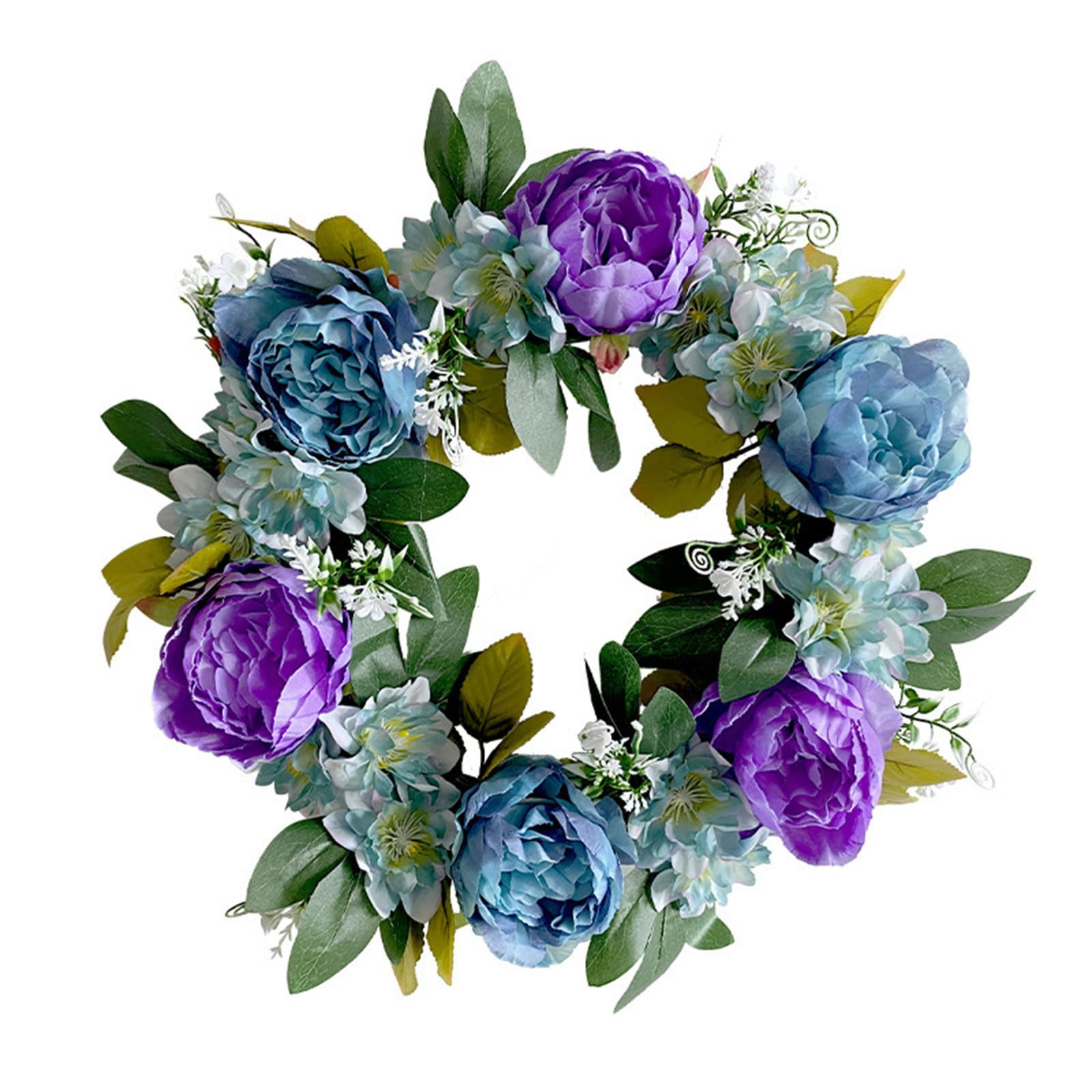 Elnwnnkc Lighted Hydrangea Wreaths for Front Door, Artificial Wreath for Spring / / Fall Welcome Sign Door Wreath for Farm Home Decor Accessories