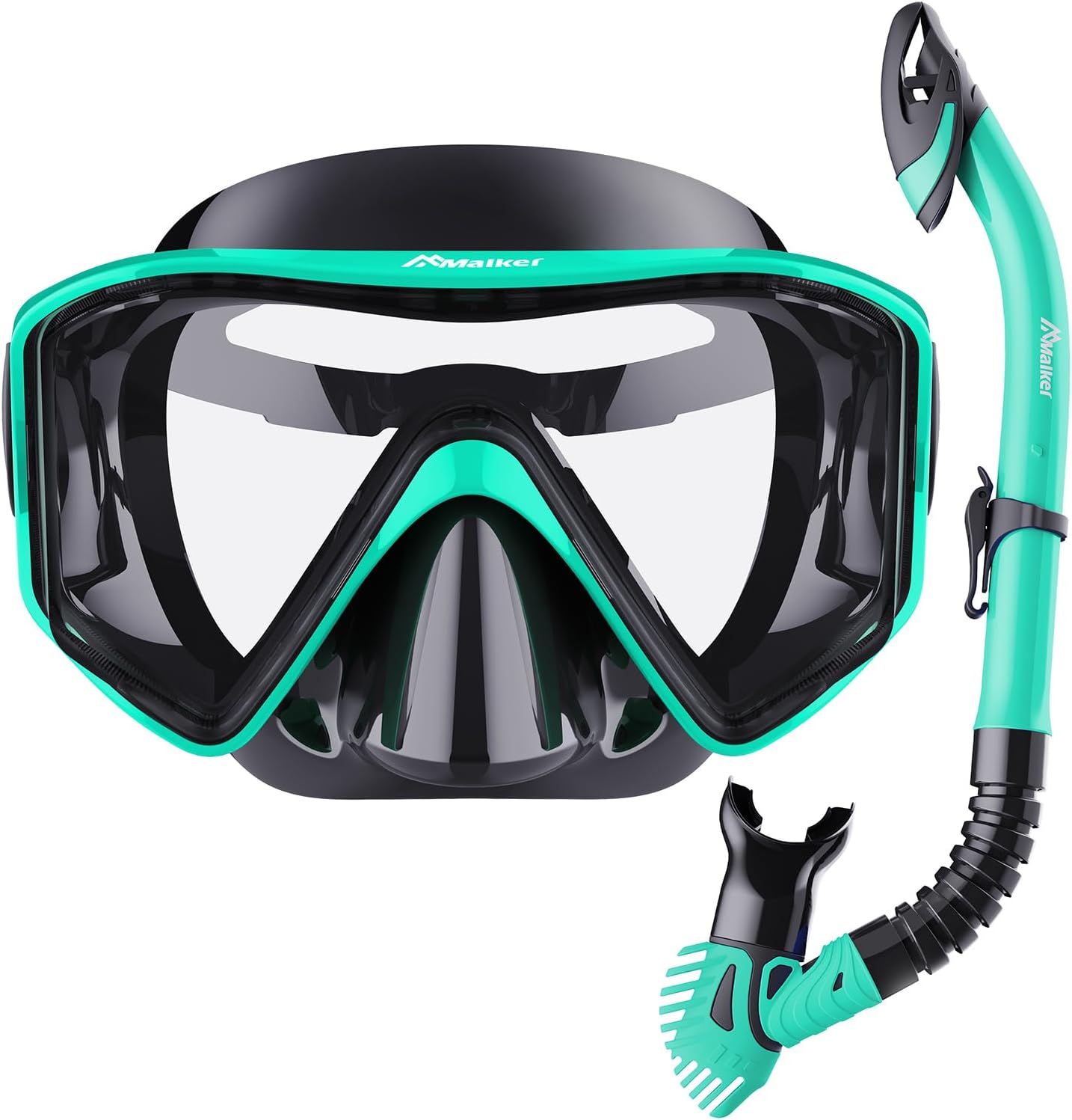 Malker Snorkel Mask Adult Dry Snorkel Set Anti-Fog Anti-Leak Diving Mask with Mesh Bag Swimmming Goggles Snorkeling Packages for Adult