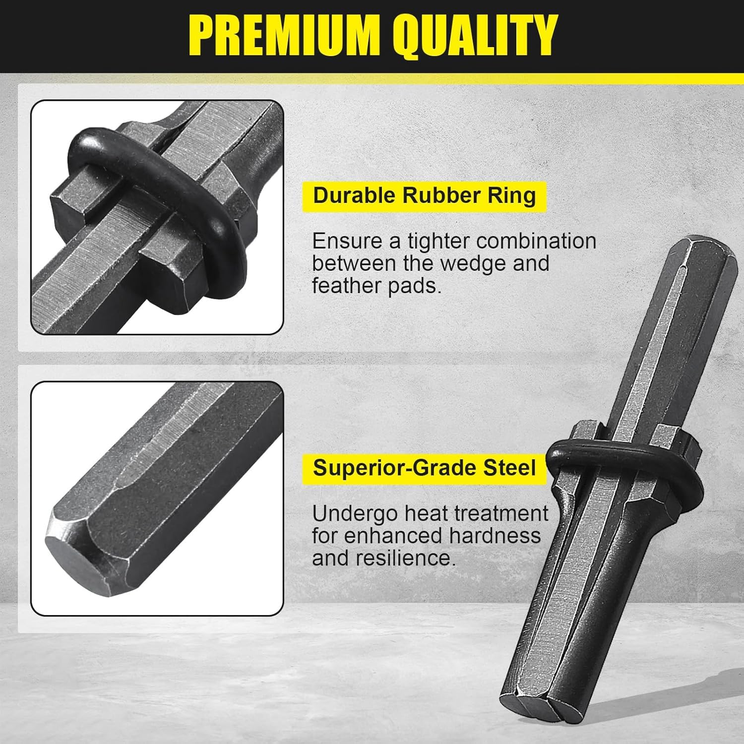 16mm Cuñas De Piedra, 10 Uds Divisor De Piedra Cuñas De Cuña Y Plumas, Herramienta Para Romper Hormigón Herramientas Manuales Para Dividir Para Hormigón,Mármol, Granito,Roca,Piedra