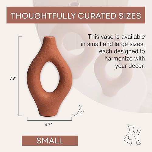 Miniatura 5 de Emile Abstract - Jarrón decorativo orgánico moderno, mediano, terracota