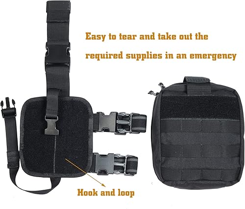 Miniatura 4 de SdTacDuGe Drop Leg Medical Bag Tactical Rip-Away EMT Medical First Aid Lifesaving Pouch1000D Nylon Bolsa de primeros auxilios, Bolsa de primeros