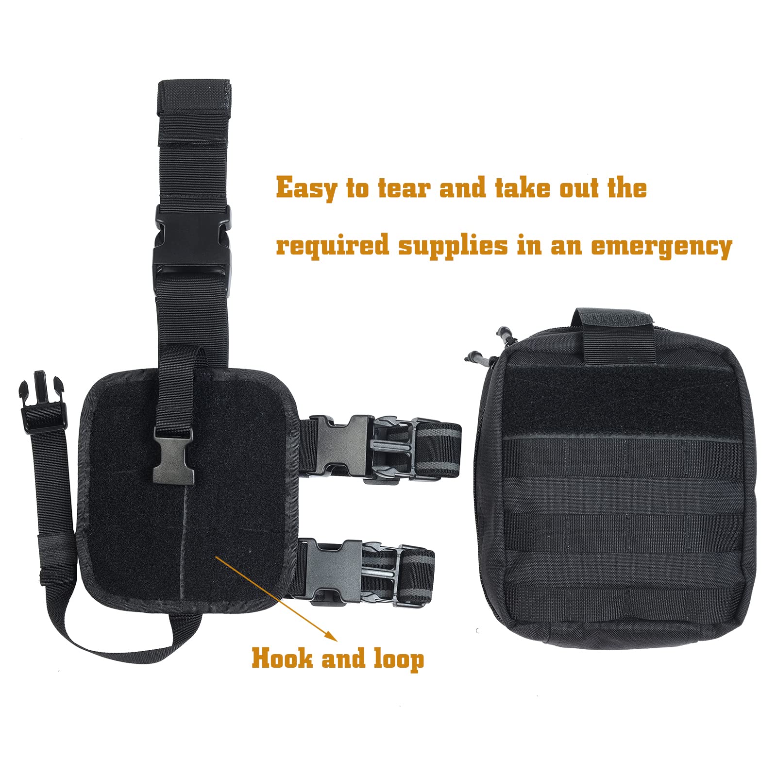 Drop Leg Medical Bag Tactical Rip-Away EMT Medical First Aid Lifesaving Pouch1000D Nylon First Aid Pouch, Big Capacity EMT Pouch Utility, Military First Aid Pouch