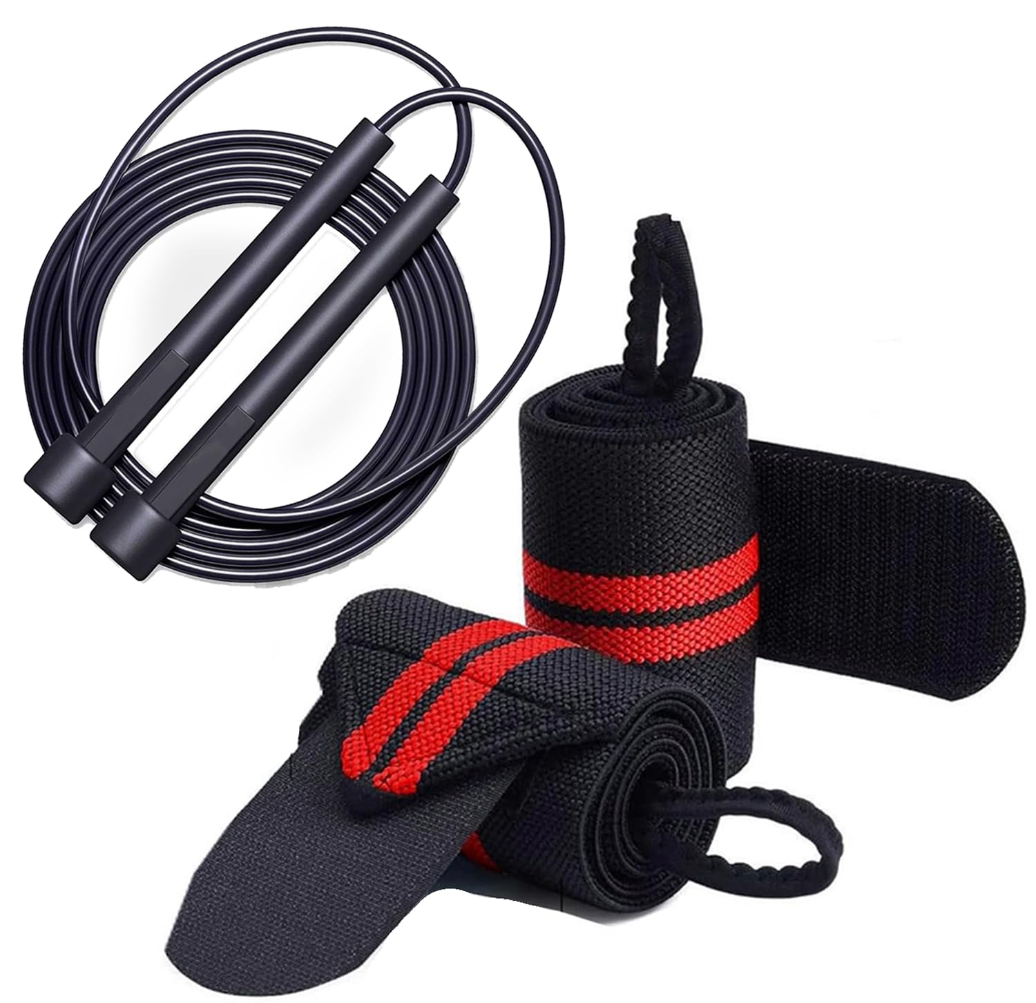 Jump Rope & Wrist Support with Heavy Duty Thumb Loop - Best Wrap for Powerlifting Competition, Strength Training Rope-image-5
