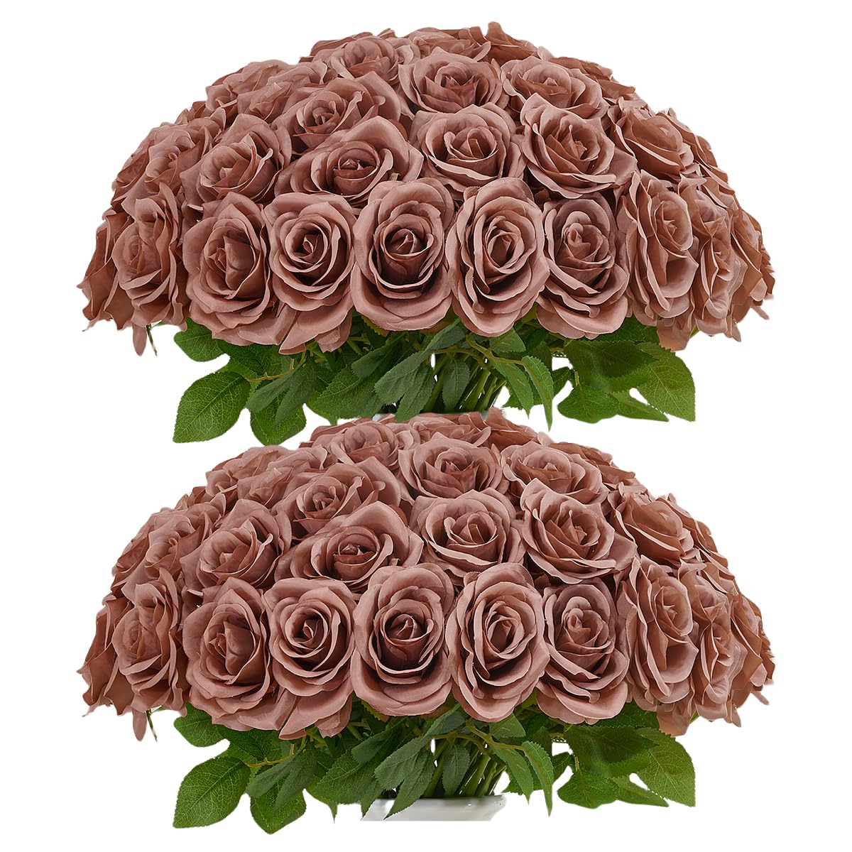 Photo 1 of IUKnot Artificial Roses - 50pcs Dusty Rose Silk Flowers