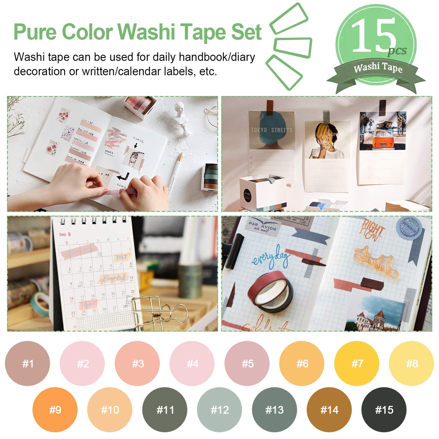 YUBX Landschap Washi Tape Set 24 Rollen Scenerie Tekening Decoratieve Masking Tape Olieverfschilderij Plakband Kleurrijk voor Kunst, DIY Ambachten, Dagboek, Planner, Scrapbook, Verpakking