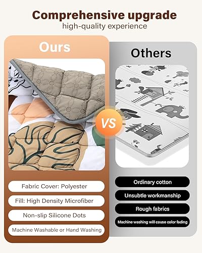 Miniatura 6 de Tapete de juego para bebé de 50 x 50 pulgadas, tapete antideslizante para piso, suave y grueso, tapete de juego portátil, tapete de gateo para