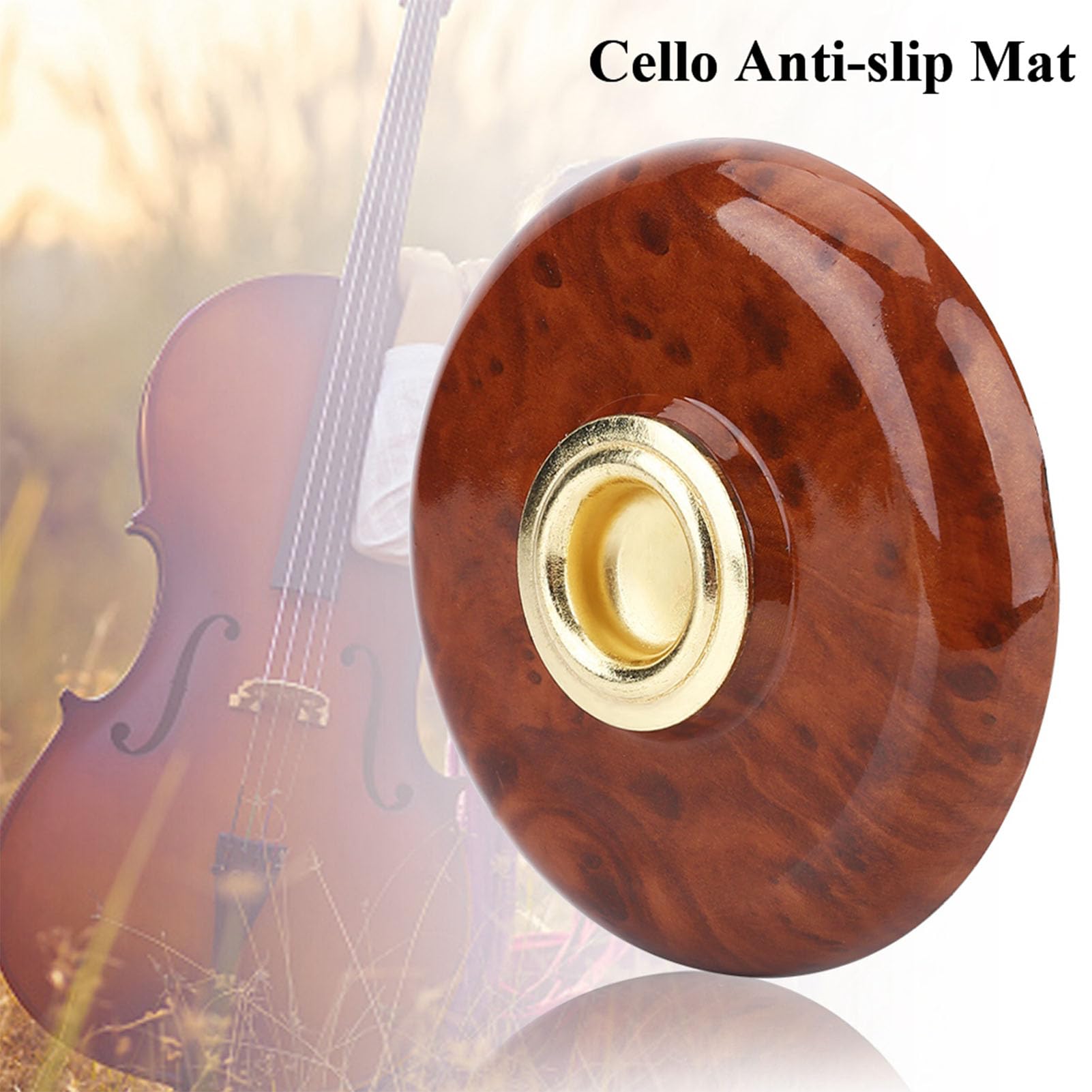 Cello Anti Slip Mat, Cello Endpin Anchor Cello Endpin Rest Holder Stopper Metal Holder Floor Protector for Beginner Practice (Brown) - Image 3