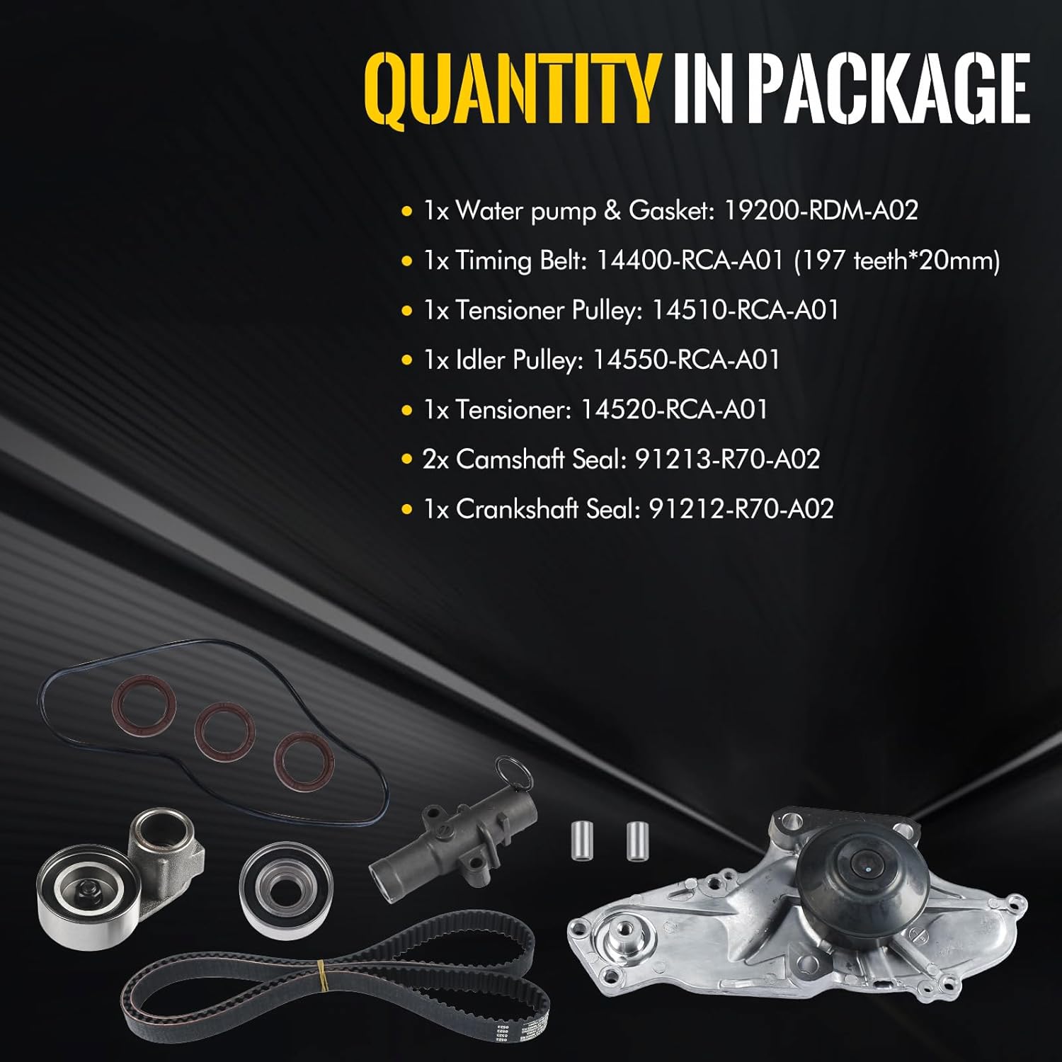 KUSATEC TCKWP329 Engine Timing Belt Kit with Water Pump Fit for Acura MDX RDX RL TL TSX ZDX 2003-2020,Honda Accord Crosstour Odyssey Pilot Ridgeline,Saturn Vue 2004-2007;3.0L 3.2L 3.5L 3.7L V6