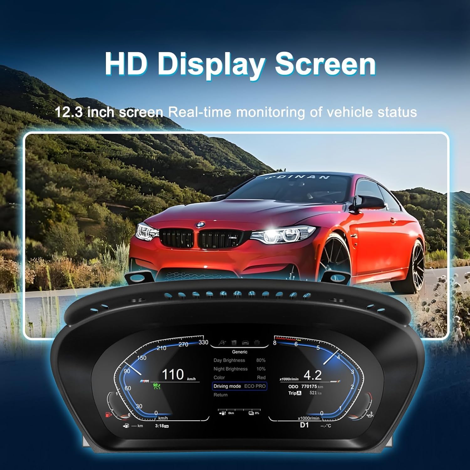 Tableau De Bord Numérique 12.3" Pour BMW Série 5 E60 E61 525D (2003-2009) - Écran LCD HD Rétroéclairé
