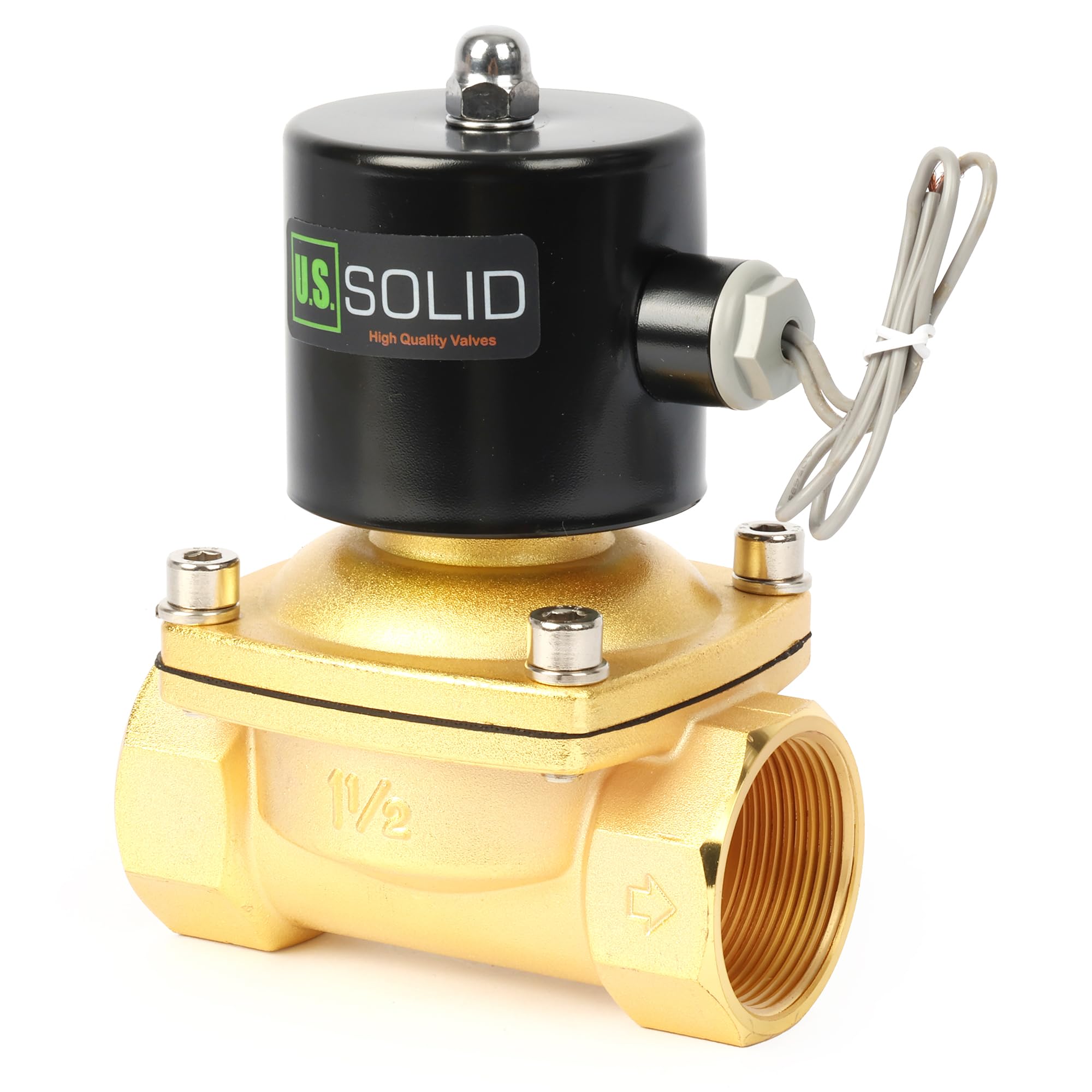 U.S. Solid Válvula solenoide – Válvula de agua eléctrica de aleación de zinc de 1 1/2 pulgadas, 24 V CA, sello NBR