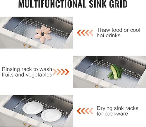 Miniatura 6 de VEVOR KM-BHQ-2302-SKU3 Protector de acero inoxidable de 26 x 14 pulgadas, rejillas de drenaje centradas con radio de esquina R90, rejillas