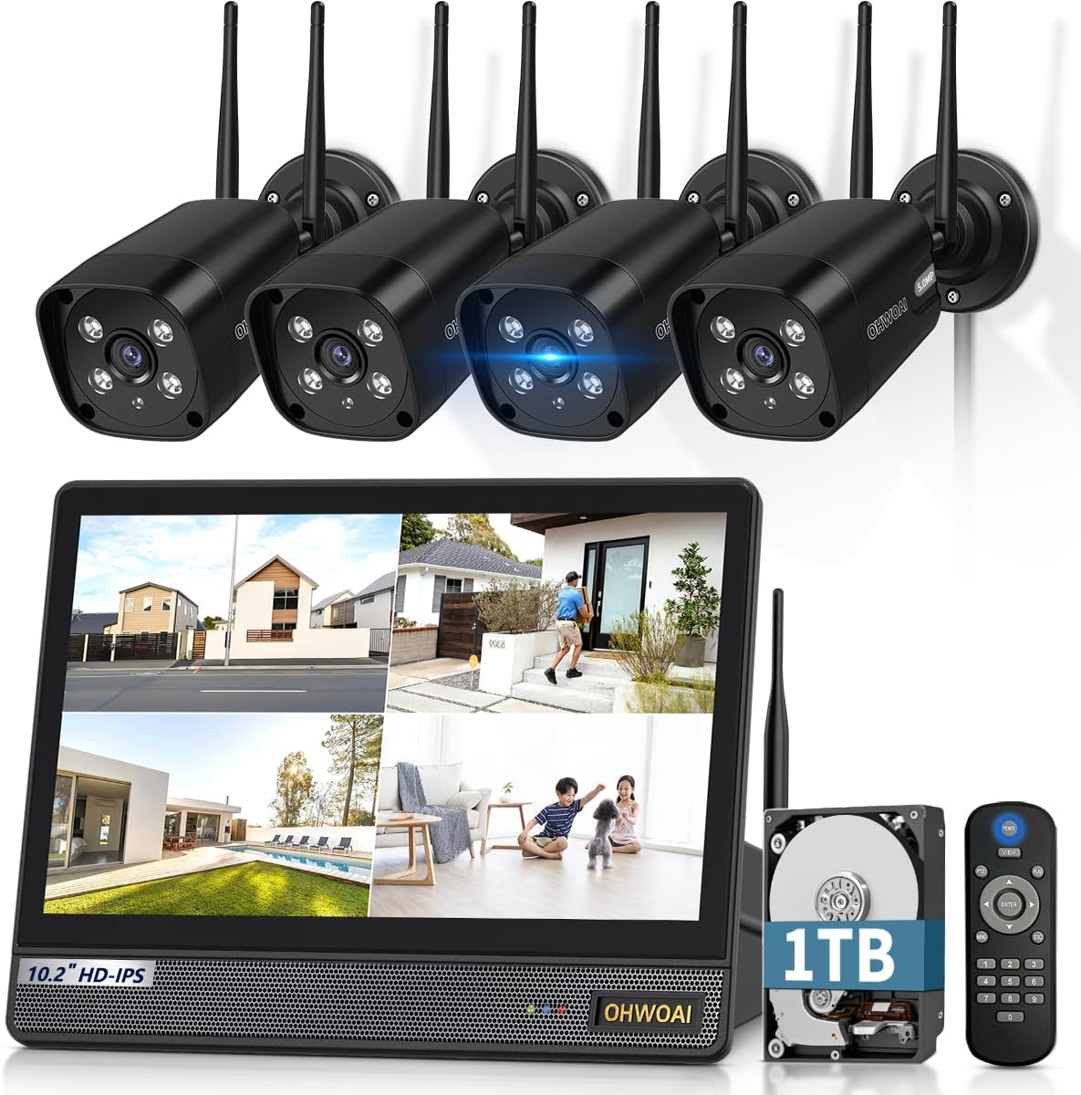 SOOHAO ワイヤレスNVR 防犯カメラ 500万画素・2TB HDD内蔵・双方向の