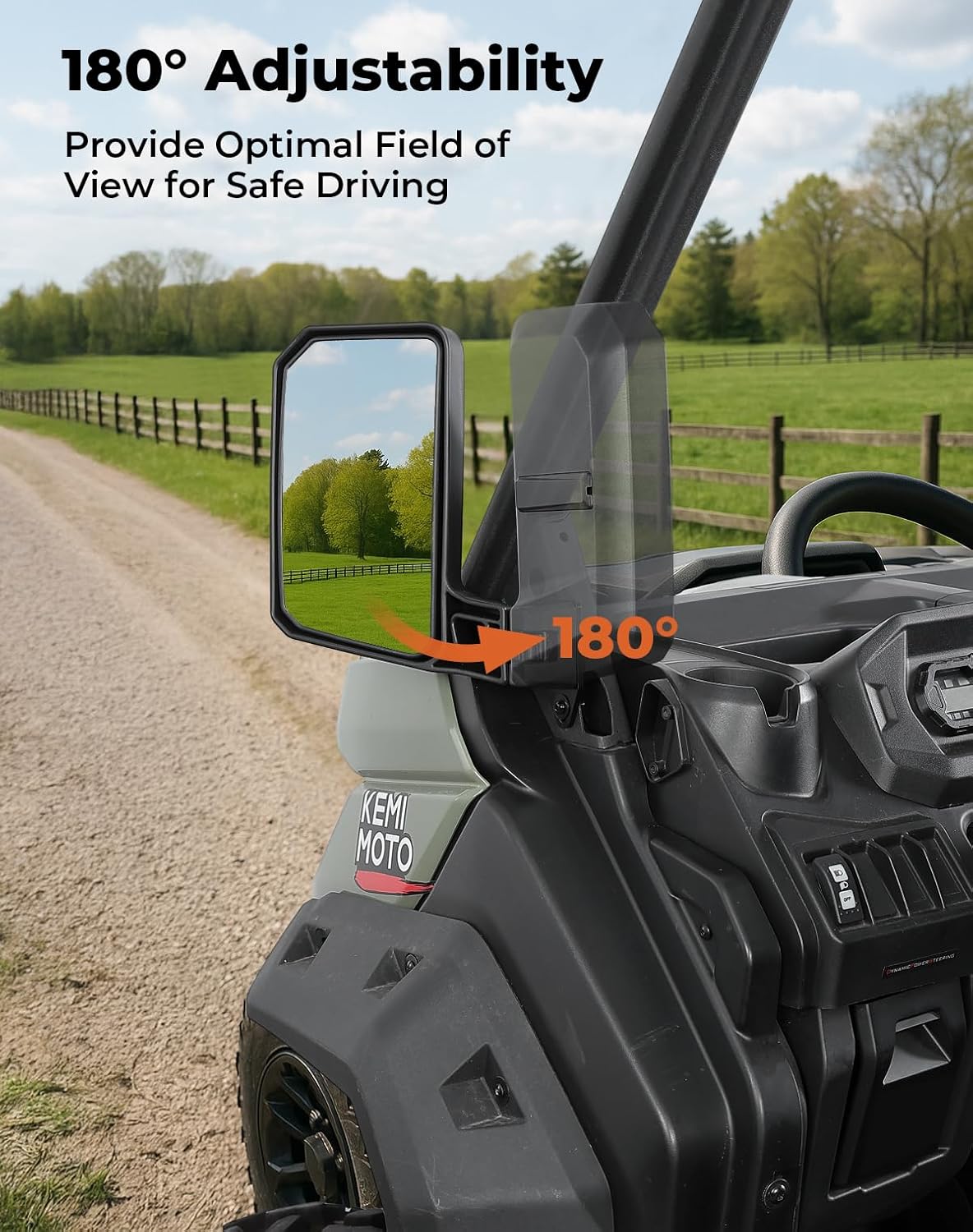 KEMIMOTO Side Mirrors, Fit Factory Doors Large Convex Adjustable UTV Rear View Mirrors, Compatible with Can-Am Defender & Defender Max, OEM Replace 715008100