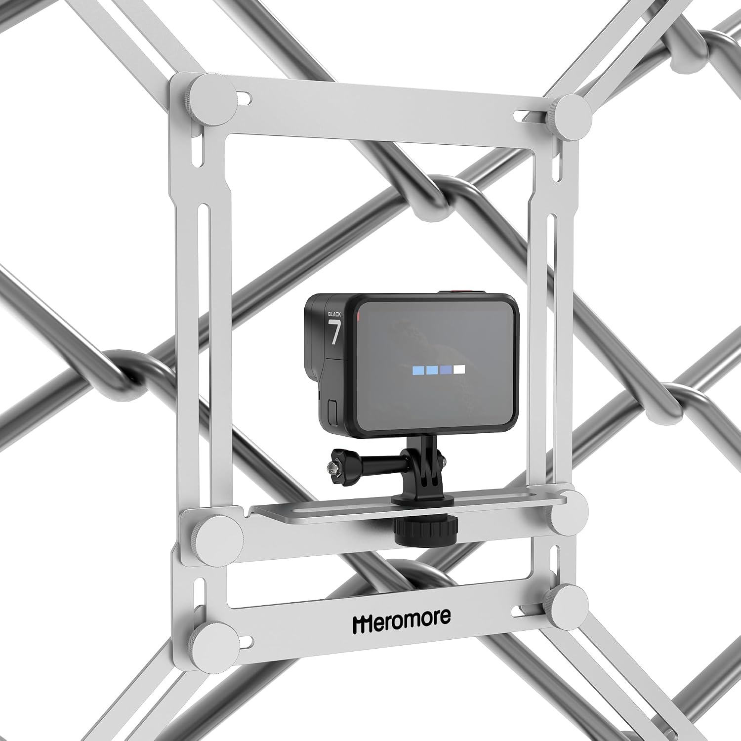 Black Fence Mount - Action Camera Aluminum Fence Mount Compatible with GoPro, Phones, Digital Camera, Ideal Backstop Camera Fence Clip for Recording Baseball, Softball, Football Games