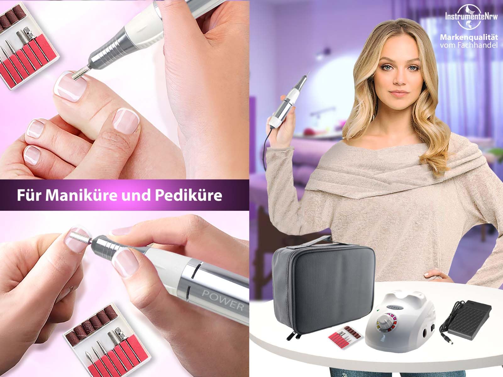 Profi Maniküre- Pediküreset als elektrisches Nagelpflegeset mit 30000 U/min