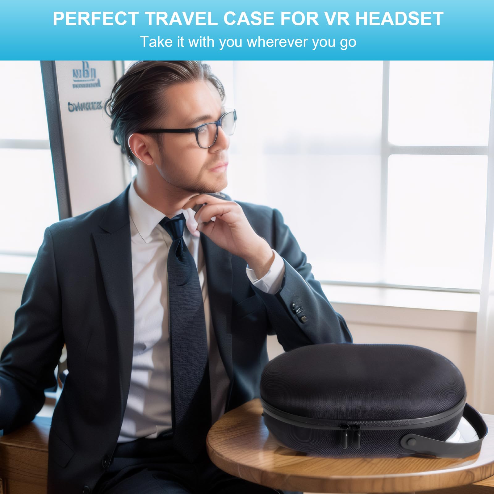 Qoosea Harte Tragetasche für Apple Vision Pro, Anti-Drop Schützende Hülle mit Mesh-Tasche, Großer Space Eva-Hartschalenkoffer Schutz Tasche Tragbare VR-Koffer (Schwarz)