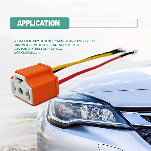Miniatura 7 de 2 conectores de cerámica H4 9003 HB2 para faros delanteros, kit de arnés de relé de luz de cabeza H4, compatible con luces antiniebla, luz