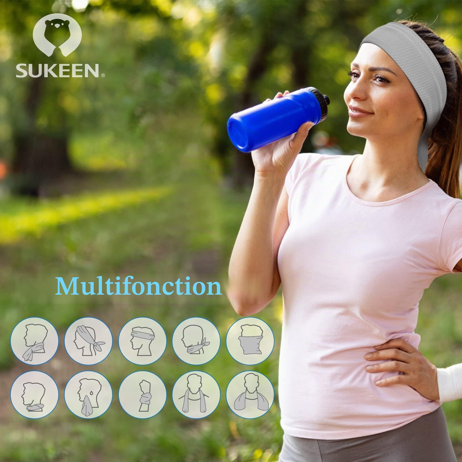Sukeen Lot de 2 serviettes rafraîchissantes pour le cou, douces, respirantes, serviettes de sport, serviettes de sport, serviette de glace, serviette en microfibre fraîche pour homme et femme, pour