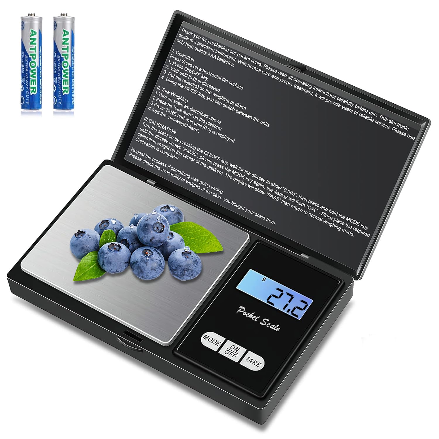 Báscula de Precisión 500g / 0.01g,Balanzas de Portátiles, Báscula de Joyería,con Pantalla LCD y 7 Unidades, Función de Tara,Plataforma de Acero Inoxidable — view 8